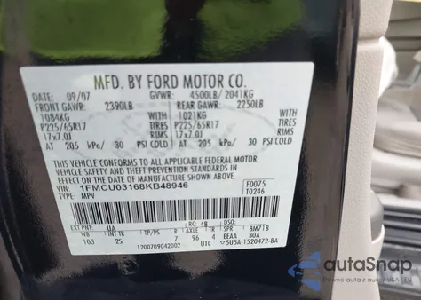 2008 Ford Escape Xlt из США, поврежденный, VIN 1FMCU03168KB48946